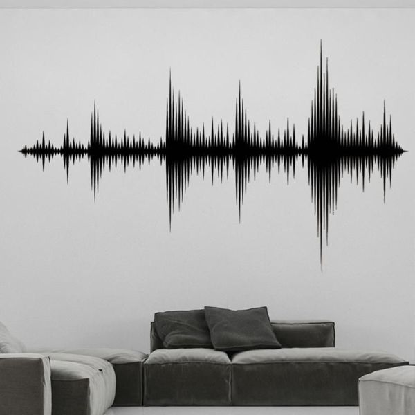 Pegatizas de pared calcomanías de onda de audio sonido extraíble estudio estudio productor de música decoración de la sala del dormitorio dw6747257p
