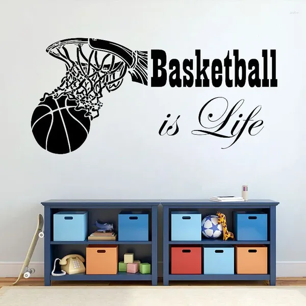 Autocollants muraux Basketball est Life Quote Decal Hoop Sports Sticker Boys Chambre Home chambre Décoration Affiche x557
