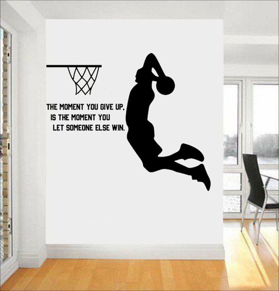 Pegatinas de pared Papel pintado de baloncesto Calcomanías con frases inspiradoras Interés de los entusiastas del baloncesto envolvente en la decoración de la sala de estar del hogar 230403