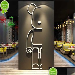 Muurstickers Bearbrick Sticker Acryl Beer Baksteen Spiegel Cartoon Blok Slaapkamer Woonkamer Home Decor Drop Delivery Tuin Dhft8