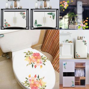 Stickers muraux Belles Fleurs Pour Réfrigérateur Armoire Toilette Fenêtre En Verre De Mariage Décoration De La Maison Papier Peint