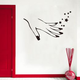 Wall Stickers Beauty Nail Salon Sticker Elegant Hand Art Decal Pools Studio Window Mural PH161