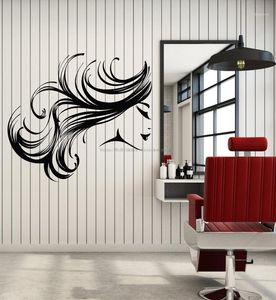 Autocollants muraux Salon de beauté décalcomanie mode femme fille cheveux du visage Spa salon de coiffure autocollant Mural maison chambre décoration 11