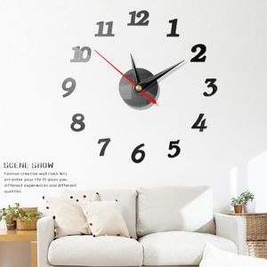 Stickers muraux Chambre Art Étude À Piles Décor À La Maison Papier Peint Lisse Horloge Autocollant Polyvalent Facile À Appliquer Verre Acrylique Quartz