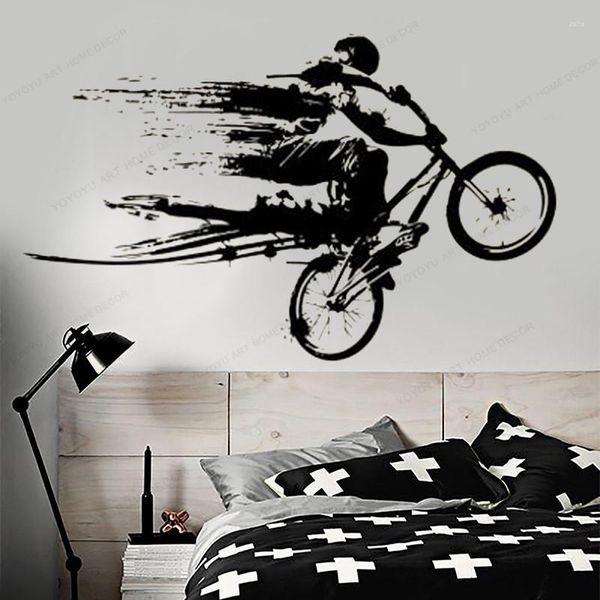 Pegatinas de pared, pegatina de bicicleta, calcomanía de ciclista, decoración BMX, decoración del hogar, Mural artístico extraíble HJ441