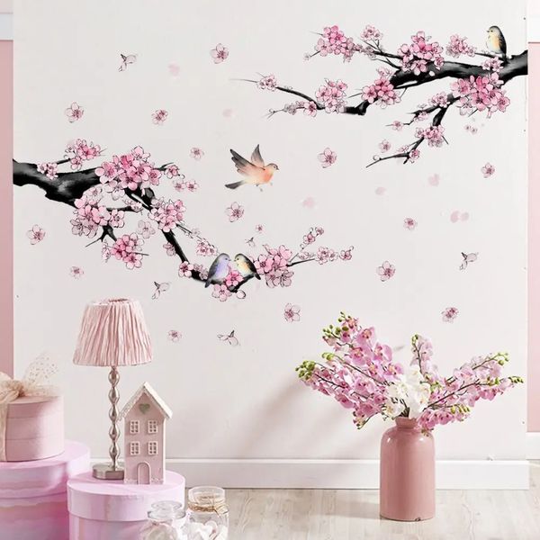 Stickers muraux oiseau sur branche d'arbre petite maison nid d'oiseaux pour chambre d'enfant chambre étude décalcomanie décorative murale décor à la maison 231017