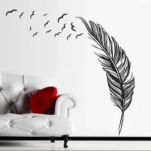 Autocollants muraux oiseaux plumes de décoration intérieure salon 3d art wallpapers imprimés affiche accessoires accessoires esthétique