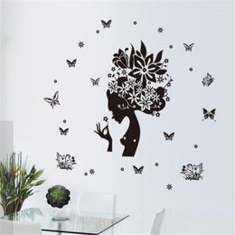 Muurstickers zwart vlinder meisje silhouet 3D sticker woonkamer slaapkamer decoratie anime poster home decorwall