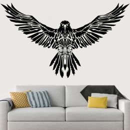 Stickers Muraux Noir Corbeau Sticker Papier Aile D'Aigle Vinyle Decal Cool Gothick Salon Décoration Chambre Peinture Murale Décoration De La Maison Animal Griffe O198 230403