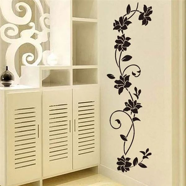 Pegatinas de pared Flor negra Vid Refrigerador Ventana Armario Decoraciones para el hogar Calcomanías de bricolaje Arte Mural Pósteres Decoración 231019