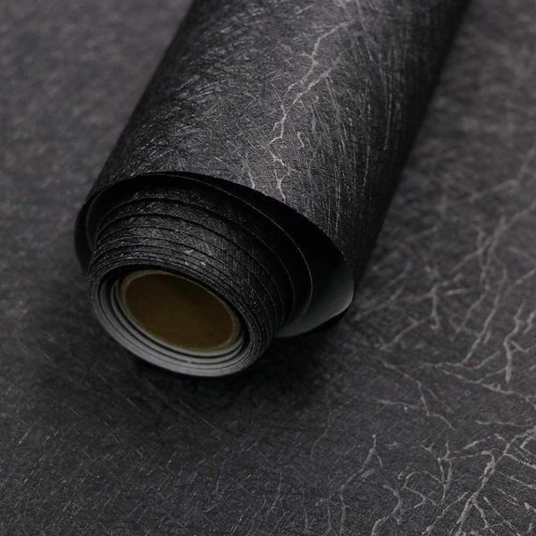 Pegatinas de pared Papel pintado de seda negro en relieve Autoadhesivo Papel de contacto impermeable Peel and Stick Decoración Gabinete Muebles Encimera 230617