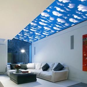 Autocollants muraux bleu ciel blanc nuages, autocollant pour enfants, chambre de bébé, plafond, toit, Art Mural, décoration de maison, affiche de sol auto-adhésive