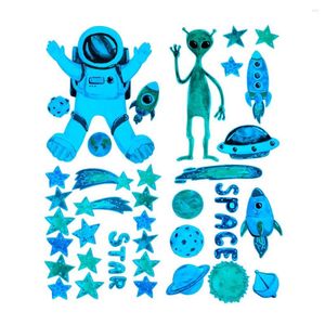 Muurstickers blauwe sticker Alien ruimteschip Glow-in-the Dark Cute Room Decor Children