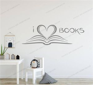 Stickers muraux Bookworm Bibliothèque Littérature I Love Books Autocollant Autocollant Salle de Lecture Amovible Auto-Adhésif Papier Peint Mural CX9961205691