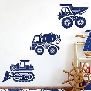 Pegatinas de pared Bulldozer cemento camión volquete calcomanía vehículos de construcción pegatina arte niño habitación jugar A14-001 pegatinas de pared