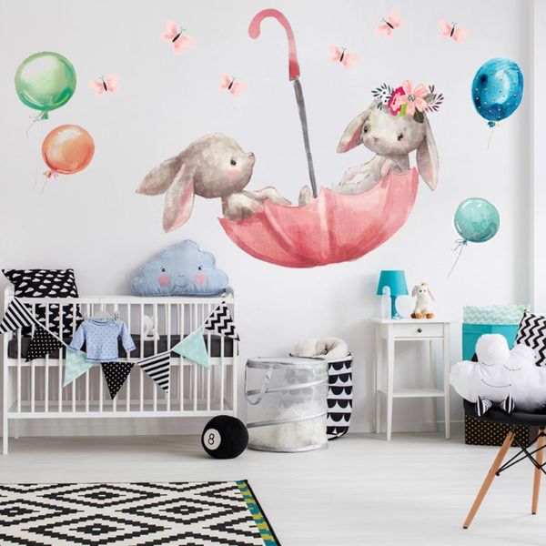 Stickers muraux dessin animé ballon papillon pour chambres d'enfants bébé filles chambre chambre décor pépinière Animal papier peint