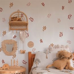 Wall Stickers Cartoon Botanical Leaves Decoration Wall Stickers for Kids Rooms Living Room Nursery Home Decor Baby Rooms Interior Wall Decals 221008