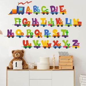 Wall Stickers Cartoon Car Train 26 Letters Alphabet For Kids Rooms Home Decor Children Sticker 230822