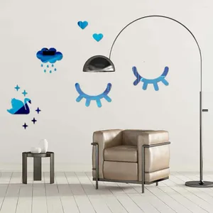 Stickers muraux dessin animé nuage cygne amour coeur forme autocollant pour fille maison bébé enfants chambre fond fenêtre verre papier peint S