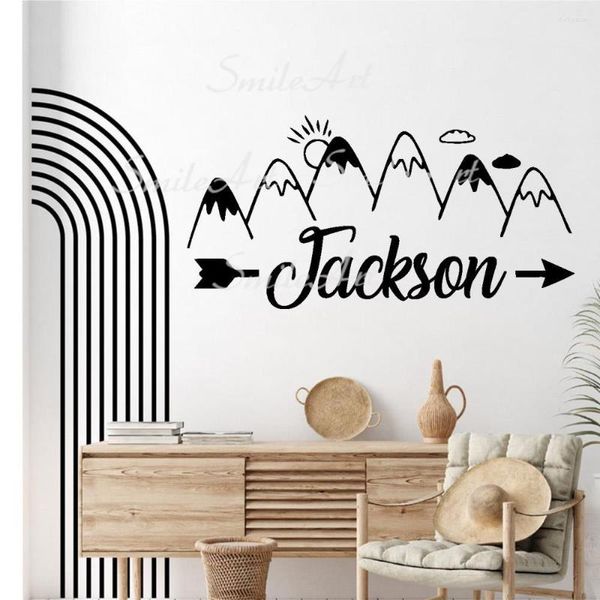 Pegatinas de pared dibujos animados nombre personalizado tribu papel tapiz rollo muebles decorativos para habitaciones de niños decoración calcomanía creativa