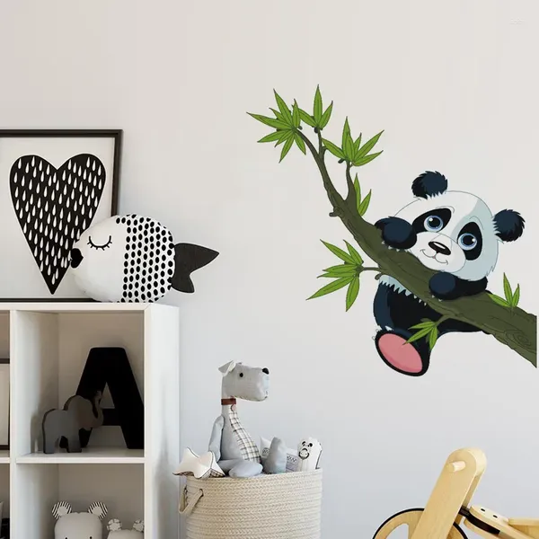 Stickers muraux dessin animé mignon panda autocollant style chinois art mural salon chambre armoire décoration de pépinière décor à la maison
