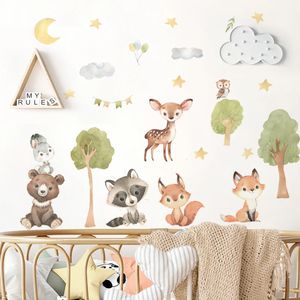 Pegatinas de pared, conjunto de animales del bosque de dibujos animados, calcomanía para habitación de bebé, pegatina autoadhesiva, decoración para niños 230822