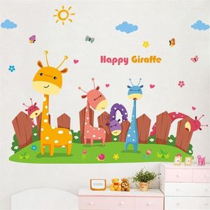 Stickers muraux dessin animé girafe enfant autocollant salon chambre décoration moderne Art Mural maison enfants décoration mur