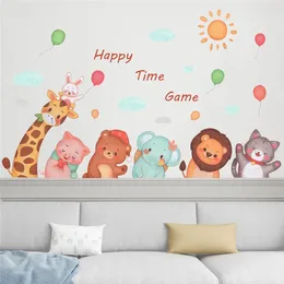 Muurstickers Cartoon Giraffe Kleine Leeuw Dier Sticker Kinderkamer Kinderkamer Slaapkamer DIY Achtergrond Woondecoratie