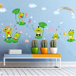 Autocollants muraux dessin animé Happy Frog Sticker for Kids Room Child's Child's Home Decoration Mural Animals Nursery Wallpaper