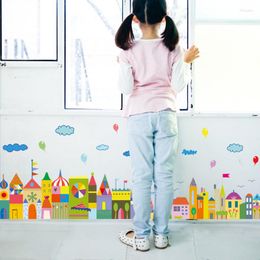 Muurstickers cartoon mooie kasteel kleuterschool klassikaal arrangement kinderen room decoratie zelfklevende behang