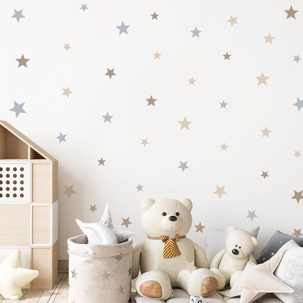 Pegatinas de pared Estrellas de dibujos animados Beige Pegatinas de pared Extraíble Calcomanías de pared de vivero Impresión de póster Niños Niños Habitación de bebé Interior Decoración para el hogar Regalos 230329