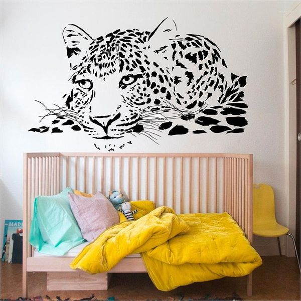 Stickers Muraux Guépard Tête Léopard Animal Décor Autocollant Art Décoration de La Maison Salon Enfants Chambre Pépinière Stickers Papier Peint 22