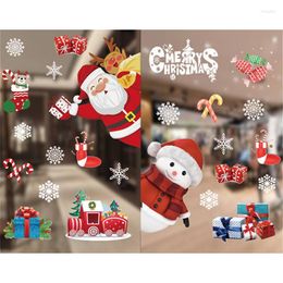 Pegatinas de pared para niños, pegatinas navideñas creativas de Color estático, decoraciones de Papá Noel, pegatina para ventana