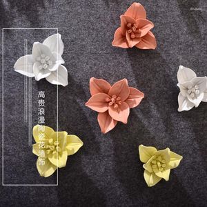 Muurstickers Chinese 3D Stereo Keramische Bloem Sticker Opknoping Ornamenten Creatieve Woonkamer Slaapkamer Achtergrond Muurschildering Ambachten