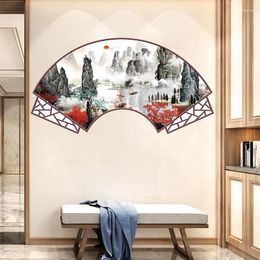 Autocollants muraux de Style chinois, papier peint de décoration de chambre à coucher, arrière-plan de canapé TV, décalcomanie d'art Mural, accessoires de décoration de maison pour salon