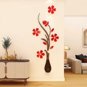 Pegatinas de pared estilo chino flores pegatina 3D calcomanías arte Mural pintura pasillo porche decoración del hogar calidad acrílico DIY regalo