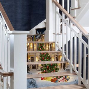 Wandstickers Chrismas trap sticker voor trap decoratie natuurlijk landschap verwijderbare lijm trap trap escalera woonkamer decor