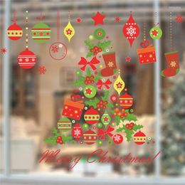 Pegatinas de pared Bola de Navidad Media de campana para la tienda Decoración del hogar Festival de Navidad Arte mural Diy Calcomanías para ventanas Carteles de Pvc