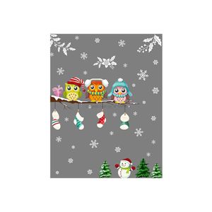 Stickers muraux Noël dessin animé hibou fenêtre autocollant chambre décalcomanies décorations pour la maison année 221025 livraison directe jardin Dhnlo