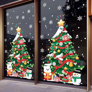 Stickers muraux Décoration de Noël Autocollants de fenêtre Père Noël Autocollant d'arbre de Noël Décoration de Noël Autocollants de porte en verre Autocollants de fenêtre 231005