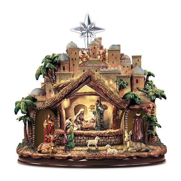 Autocollants muraux de noël, autocollant décoratif, histoire de la nativité de jésus, couronne d'arbre en cristal, décoration étanche en verre, 231023