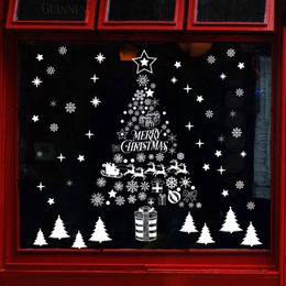 Wall Stickers Kerstmis Santa Claus Sled Snowflake Window Sticker Merry Decor For Home Xmas Gifts Happy Year 220919