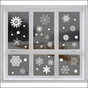 Pegatinas de pared Copo de nieve de Navidad Etiqueta de la ventana Electrostática Decoración de la habitación de los niños Calcomanía Papel tapiz de Año Nuevo Dbc Drop Delivery Home G Dh6Nc
