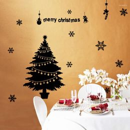 Pegatinas de pared árbol de Navidad para ventana de cristal, decoración del hogar, calcomanías artísticas, papel tapiz, pegatina decorativa