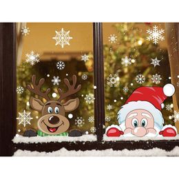 Autocollants muraux décaloux de Noël de Noël Santa Claus Snowflake Autocollants d'hiver Sticker mural pour les chambres pour enfants Année décorations de fenêtre de Noël 230329