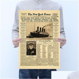 Muurstickers Klassiek The York Times Geschiedenis Poster Titanic Shipwreck Old Spaper Retro Kraftpapier Woondecoratie Drop Delivery Gar Dhe0J