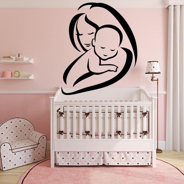Stickers muraux COCOPLY Maman Et Bébé Décor Amour Maternel DecoraThe Chambre de Bébé Décoration Auto-Adhésif Étanche Art Decal