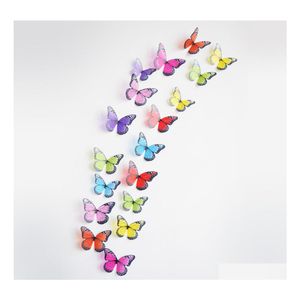 Pegatinas de pared Colorf 3D Mariposa de cristal Mariposas creativas con diamante Decoración para el hogar Decoración de la habitación de los niños Arte 15 piezas Entrega de la gota G Ot6Fs