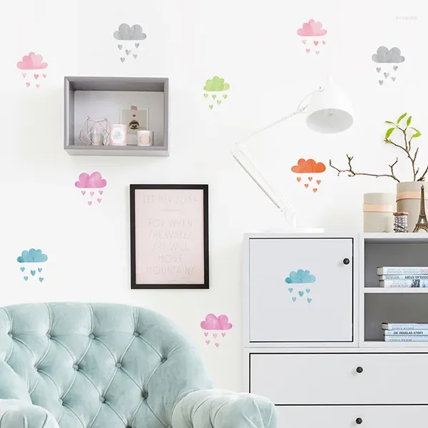 Pegatinas de pared nube colorida para niños decoración de la habitación de la habitación del bebé calcomanías para niños