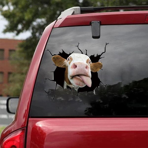 Autocollants muraux Vache Bétail Crack Autocollant De Voiture Décorations Drôles Fenêtre Pâte Taureau Brisant Le Fond PVC